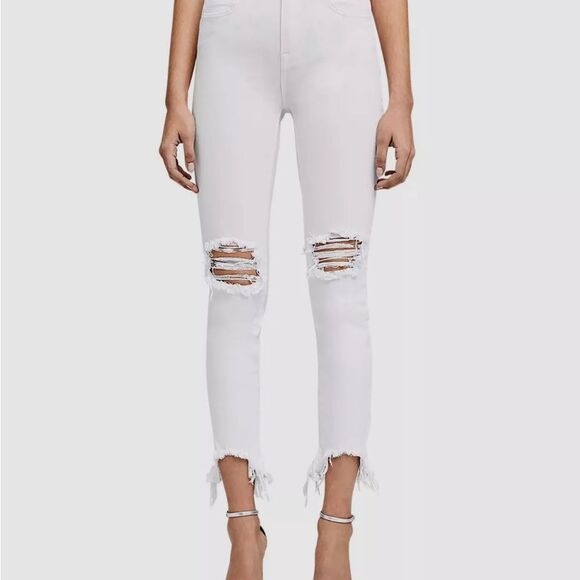 L'agence Women's White Distressed High Rise Skinny Jeans Pants Size 25 - Picture 2 of 10